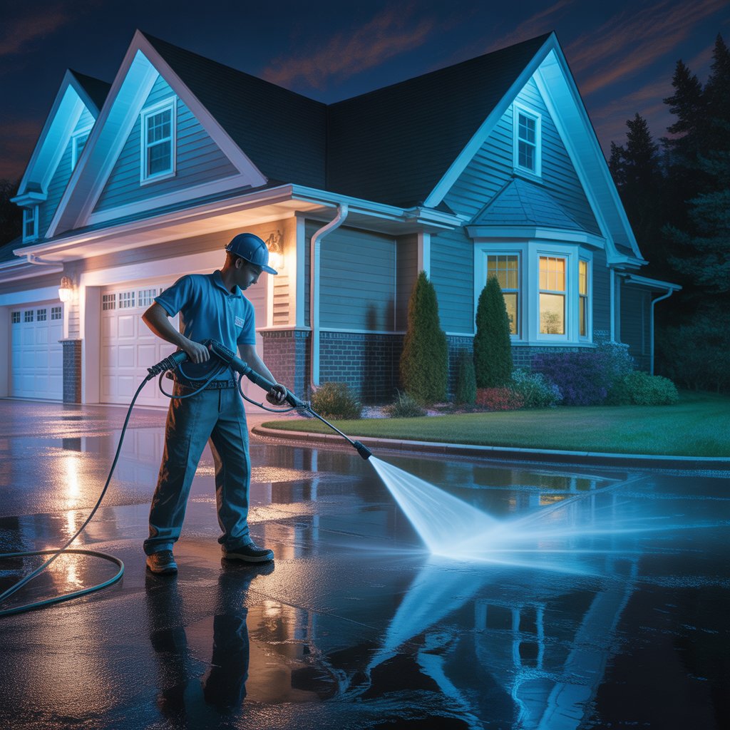 Pressure washing home exterior